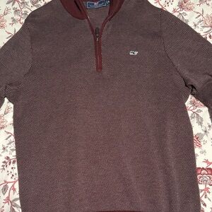 Men's Maroon Vineyard Vines Half-Zip Sweater